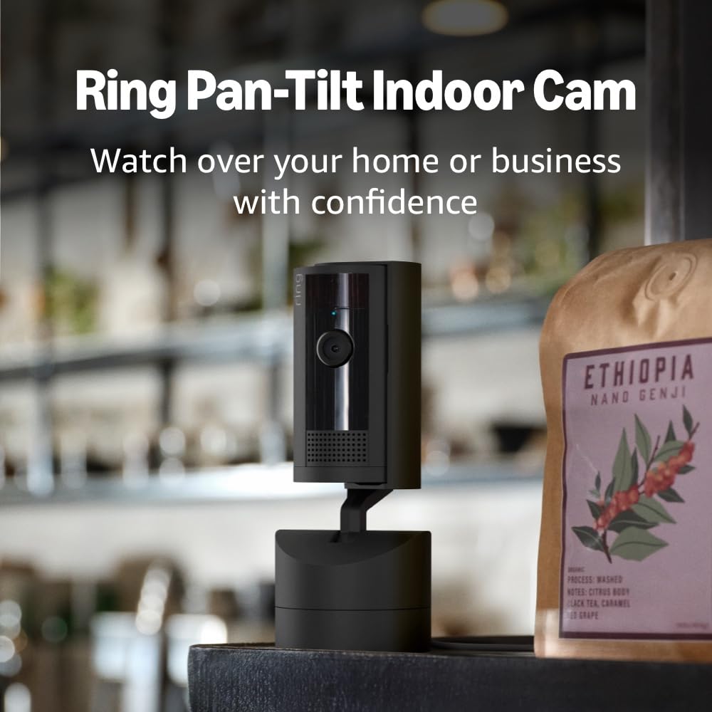 Ring Pan-Tilt Indoor Cam — See all around your home or business with 360° pan coverage, HD video, plus Two-Way Talk (2024 release), Black