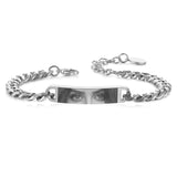 MeMeDIY Custom Eye Photo Bracelet for Men Adjustable Stainless Steel Bracelets with Photo/Name/Text Engraving Personalized Gifts for Husband Boyfriend Couple Anniversary - Silver