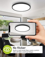 hepside 2PACK Flush Mount LED Ceiling Light Fixture Black, 12Inch 28Watt, Dimmable & 3000K-4500K-6000K Ceiling Lamp 3200LM Low Profile Ceiling Light for Kitchen Bedroom Hallway Porch
