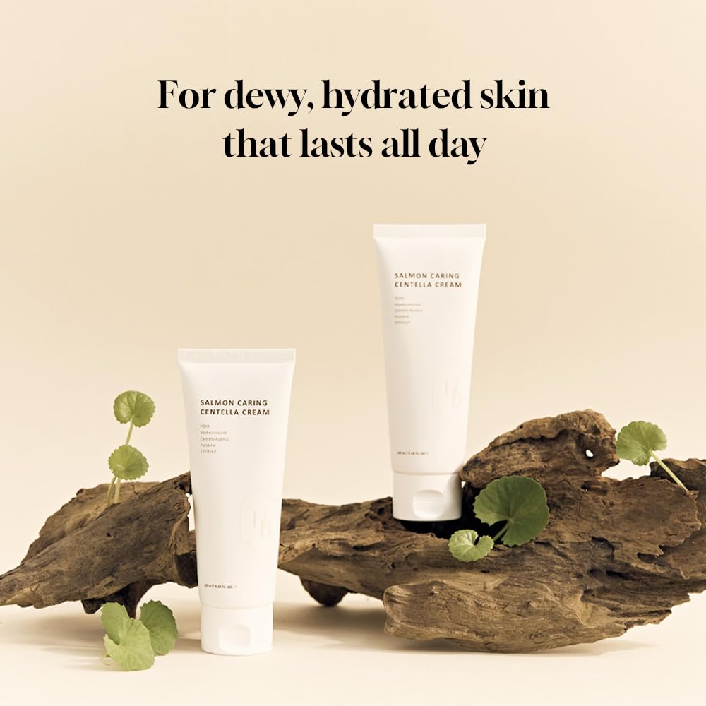 HEVEBLUE Salmon Caring Centella Cream - Salmon PDRN, Salmon Egg Extract, Centella, Madecassoside, Improve Skin Moisture Loss, Restore and Rejuvenate, Low Irritation, Korean Skincare, K-Beauty