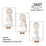 Probeauty Long Blonde Braided Wig for Girls Princess Cosplay, Kids Costume Wig with Magic Wand Crown for Halloween Christmas Birthday Party