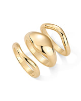 PAVOI 14K Yellow Gold Plated Stackable Chunky Statement Ring Set of 3