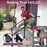 CHR Fence & Rail Hand Rails for Outdoor Steps, 5 Step Handrail & Indoor Stair Railing Kit, Railings for Outdoor Steps and Hand Rails for Seniors for Porch Railing & Deck Hand Rail, 4 to 5 Steps