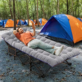 ABORON Oversized XXL Folding Camping Cot W/Mat for Adults, 78" L x 32" W x 18" H, Heavy Duty Outdoor Bed with Carry Bag,1200 D Layer Oxford Travel Camp Cots