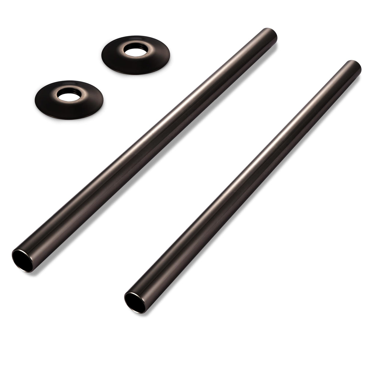 VANCOCO Pipe Tails Antique Brass 15mm X 300mm Radiator Pipe Collars Decoration Floor Plates Black Nickel (Pair)