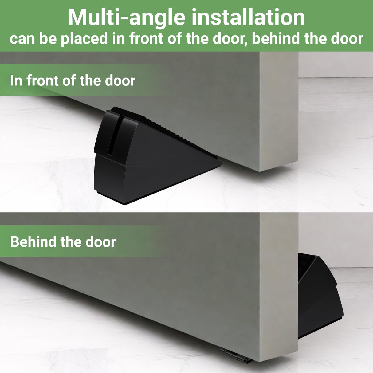 Large Door Stopper - Metal Door Wedge, Tall Door Stopper, Spring Rubber for Extra Strong Grip (Black, 2 Pack)