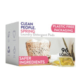 The Clean People Laundry Detergent Pods - Hypoallergenic Laundry Pods - Ultra Concentrated, Recyclable Packaging, Stain Fighting - Spring Scent, 96 Pack