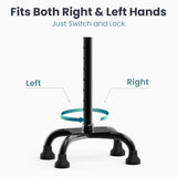 PELEGON Quad Cane (300 lb) - Adjustable Walking Cane with A Large 4 Pronged Base for Extra Balance & Stability, Walking Canes for Seniors, Walking Cane for Men & Women, Walking Sticks (Black)