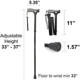FSA/HSA Eligible, Vaunn Medical Easy Grip Height Adjustable Folding Cane/Walking Stick with Strap/Pouch- Compact, Portable, and Safe Walking Assistant- Non-Slip Grip Handle- Men, Women, Elderly