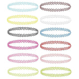 BodyJ4You 12PC Tattoo Choker Necklace - 90s Accessories 2000s Jewelry Y2K Fashion Vintage Trendy - Vibrant Pink Blue White Green Black - Adjustable Stretchy Elastic Necklace Summer Vacation Gift Set
