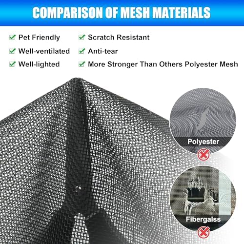 Magnetic Screen Door 72 x 80 in, Thicker 265g/㎡ Mesh, Reversible Left Right Side Opening Wide Magnetic Screen Door, Upgraded-Model Full Strip Magnets for Sliding & French Doors