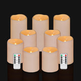 Artmarry Flameless Candles 4" 5" 6" Set of 9 Ivory Waterproof Pillars 3" Diameter Battery Operated Flickering Candles Include 10-Key Remote Timer Function 400+ Hours by 2 AA Batteries (9 Pack)