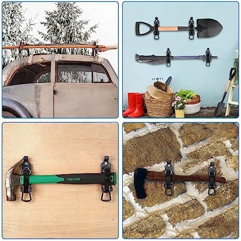 4 Pcs Shovel Mount for Roof Rack, Metal Rubber Clamp Wall Mounting Kit, Shovel Holder Clamp Wall Mount Kit Car Accessories for Roof Rack, Boats, Military Equipment, Axe, Patent Protection