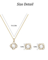 Teppdfann 14K Gold Plated Pearl Jewelry Set for Women - Matching Pearl Necklace and Earring Set with Wrapped Design, June Birthstone Jewelry Set for Gift
