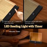 Book Light, Rechargeable Clear LED Flat Book Lights for Reading in Bed at Night with 3 Colors & Timer, Dimmable Panel Plate Book Lamp Full Page Light, Bookish Gifts for Women Readers Kids Book Lovers