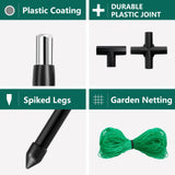 SUMGROW 6 ft Tall, Garden Trellis for Climbing Plants Outdoor with Nylon Net for Cucumbers Vines Beans Raised Bed - Lightweight Metal, Black