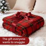 Christmas Sherpa Blanket Throw Size - Reversible Sherpa Fleece Blanket - Super Soft Double Sided Throw for Bed, Sofa, Couch - Thick, Warm, Cozy & Plush - Xmas Winter Bedding - Christmas Tartan, 50x60