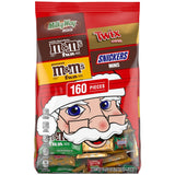 M&M'S Milk Chocolate & Peanut, SNICKERS, TWIX & MILKY WAY Fun Size Mini Chocolate Candy Variety Pack, Christmas Candy Individually Wrapped Stocking Stuffers, 160-Piece Bulk Bag