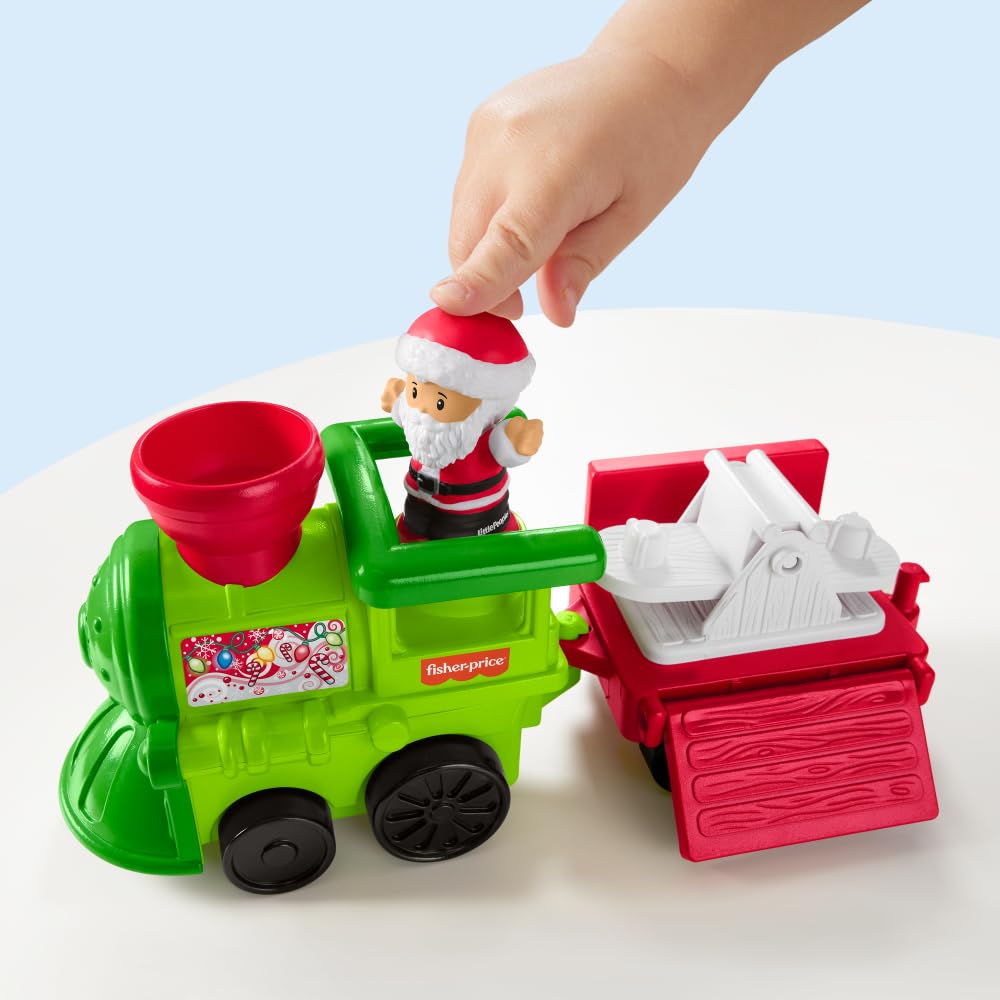 Fisher-Price Little People Toddler Toy Musical Christmas Train with Santa Elf & Reindeer Figures for Pretend Play Kids Ages 1+ Years