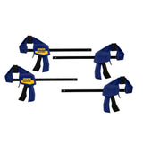 IRWIN Quick-Grip 1964758 One-Handed Mini Bar Clamp 4 Pack, 6", Blue