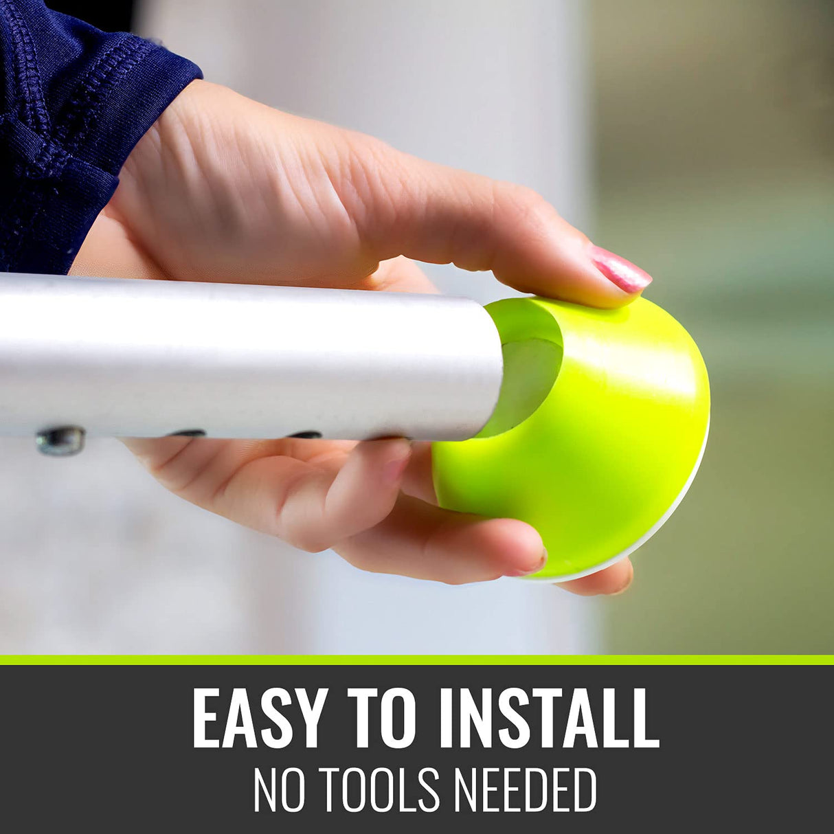 HealthSmart 4-Pack Walker Ski Glides for Folding Walkers, Durable Universal Fit for Smooth Mobility, Easy Installation and Increased Visibility Walker Feet