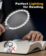 5X Hands Free Magnifying Glass with Light for Close Work,Neck Wear Magnifier for Reading Books,Sewing, Cross Stitch.Low Vision Seniors with Aging Eyes(Black)