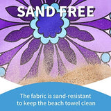 2 Pack Lightweight Thin Beach Towel Oversized 71"x32" Big Extra Large Microfiber Sand Free Towels for Adult Quick Dry Travel Camping Beach Accessories Vacation Essential Gift Purple Black Mandala