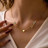 Ajiangwu 18K Gold Plated Name Necklace with Birthstone,Multiple Custom Name Necklace Personalized Family Necklace with Children Names Customized Choker Necklace for Women (2 Names with Birthstone)
