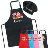 7th Hill Personalized Kids Apron for Cooking, Custom Kid Apron with Chef Hat, Toddler Cooking Apron for Girls and Boys, Baking & Painting Apron, Christmas Gift For Children