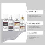 2Pcs Black and White Rice Exfoliant, Rice Ampoule Duo White Rice Ampoule Black Rice Exfoliating Peeling Solution, Moisturizing & Pore Minimizer for Face (Black & White Rice Exfoliant)