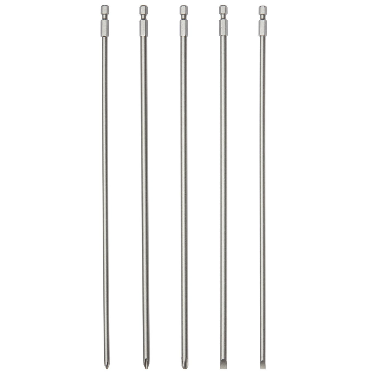 NEIKO 10043A Extra Long Bit Set | 5-Piece | Cr-V Steel | 12-Inch Length Phillips and Slotted Screwdriver Bits |1/4-Inch Hex Shank | Power Driver Bit Set
