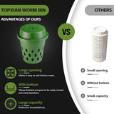 TOP XIAN 2-Pack Inground Worm Composter, Outdoor Worm Compost Bin for Garden Beds & Home Use, Vermicomposting Bin for Beginners (9.5x9.5x10.8Inch), Green
