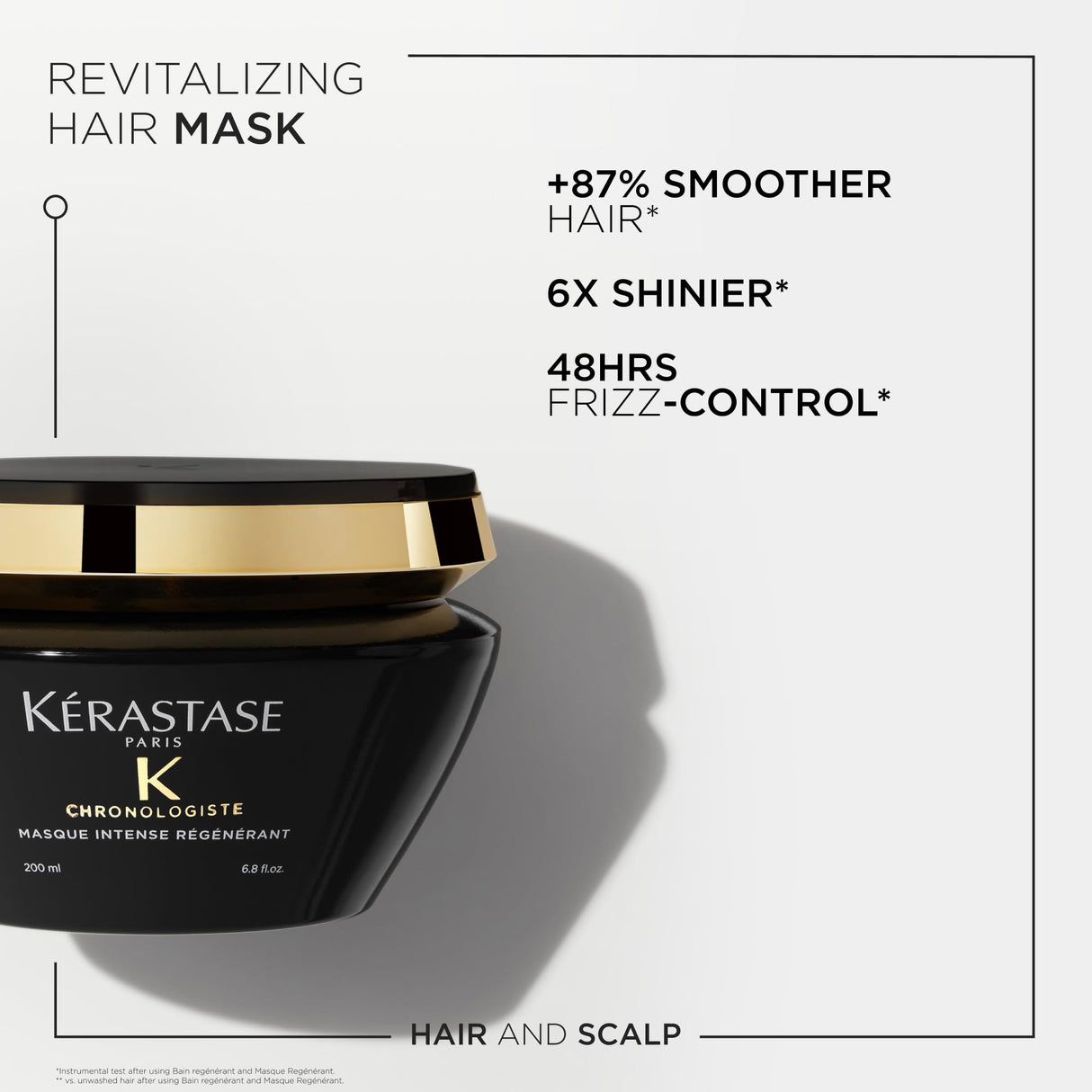 Kerastase Chronologiste Hair Mask | Moisturizes Hair & Scalp For Soft, Shiny Hair | Anti Frizz Deep Conditioning Mask | With Hyaluronic Acid | For Dry, Damaged Hair | Intense Régénérant | 6.8 Fl Oz