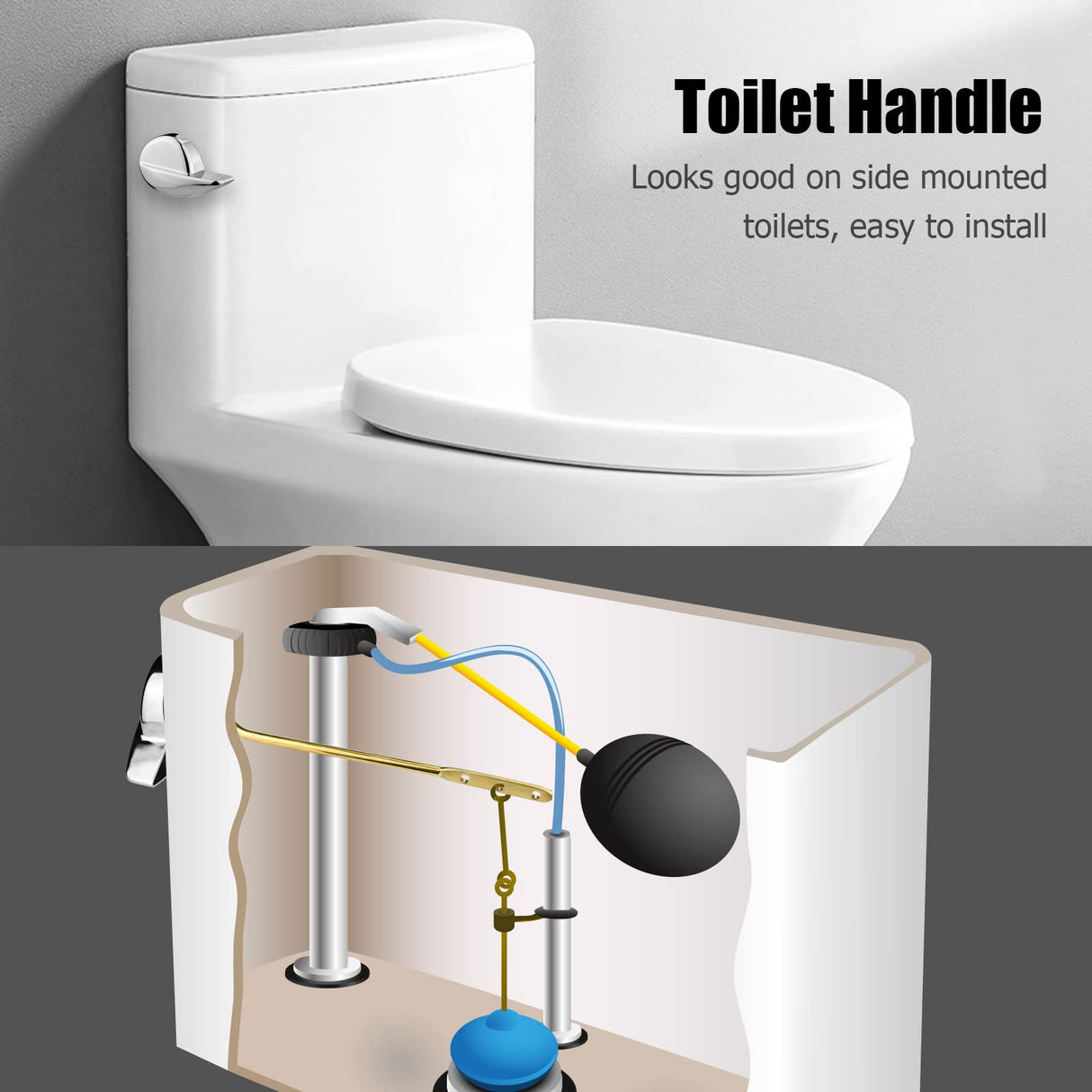 for TOTO Toilet Handle Replacement Parts Kit, Universal THU068#CP Trip Lvr for St743S Side Mount Toilet Flush Tank Lever Handle for TOTO Kohler Toilet Tank, 1-Pack Copper Lever