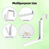 BAKON Over The Door Hanger Folding Clothes Drying Rack, Folding Hanging Coat Rack for Indoor Laundry Room Compact Small Space Foldable Portable Clothing Hanger Hook Collapsible- 2 Pack
