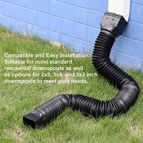 Black 1-Pack Rain Gutter Downspout Extensions Flexible, Drain Downspout Extender,Down Spout Drain Extender, Gutter Connector Rainwater Drainage,Extendable from 21 to 68 Inches