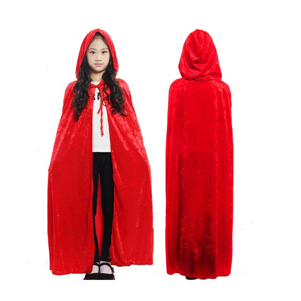 SZBZ Kids Halloween Christmas Costumes Cape Little Red Riding Hood Cape Velvet Hooded Cosplay Party Cloak Red