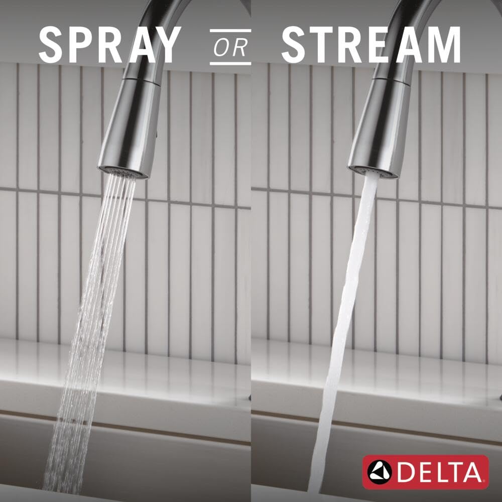Delta Faucet Essa Touchless Kitchen Faucet with Touch Technology, Brushed Nickel Kitchen Sink Faucet with Pull Down Sprayer, Arctic Stainless 9113TL-AR-DST
