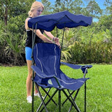 LET'S CAMP Camp Chair with Shade Canopy Folding Camping Recliner Chair with Carry Bag for Outdoor Camping Hiking Beach, Heavy Duty 350 LBS