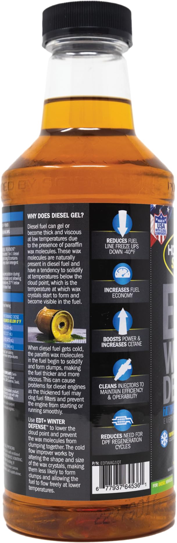 Hot Shot's Secret EDT+ Winter Defense 32oz, 7-in-1 Anti-Gel Diesel Fuel Additive – Prevents Gelling, Protects Fuel System, Diesel Additive Improves Cold Starts, Boosts Cetane