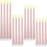Rossesay 24 Pcs Flameless LED Taper Candles Battery Operated Candles 8.58'', 9.69'', 10.98'', 12.91'', 12.8'' Flameless Candlesticks Flickering for Halloween Christmas Church Wedding(Dusty Pink)