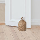 PEMAR Natural Wicker Door Stopper with Handle, Decorative Door Stop, Heavy Indoor Doorstop, Rustic Farmhouse Blocker Jammer 5.1''D x 7.5''H (Seagrass)