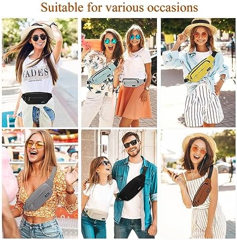 SINNO Large Crossbody Fanny Pack for Women Men Belt Bag With 4-Zipper Pockets for Travel Running Hiking Workout Dog Walking Outdoors Sport Fishing Waist Pack Bag Carrying All Phones