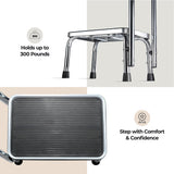 Step Stool with Handle for Adults Step stools with Handle for Elderly for Bed Chrome-Plated Steel Frame 330Lbs Capacity Use at Home Bathroom Kitchen