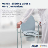 Drive Medical RTL11158KDR Folding Steel Bedside Commode Chair, Portable Toilet, 350 Pound Weight Capacity with 7.5 Qt. Bucket, Grey