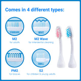 Emmi-dent Metallic/Professional 2-Pin Bristle-Head Attachments - Electric Toothbrush Replacement Heads. Cleans with Ultrasound Waves (Wave 2 Pack)