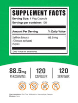 BulkSupplements.com Saffron Extract Capsules - Saffron Supplements, Saffron Extract 88.5mg - Vegan & Gluten Free - 1 Capsule per Serving, 120 Veg Capsules (Pack of 1)
