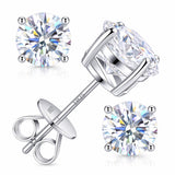 Moissannite Stud Earrings for Men and Women 1-4 CTTW 925 Sterling Silver, Round Brilliant Diamond Alternative, Lightweight Unisex Earrings with GRA Certification