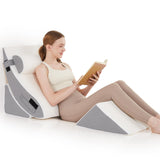 Longering 4PCS Orthopedic Bed Wedge Pillow Set for Post Surgery - Adjustable Wedge Pillow for Neck Back and Leg Pain Relief - Triangle Pillow Wedge for Acid Reflux & Sleeping & GERD (White Grey)