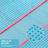 Eunzel Hot Yoga Towel - Microfiber Non Slip Yoga Mat Towel with Grip Dot Sweat Absorbent Towel for Hot Yoga, Pilates and Fitness 72" x 24", Sky Blue/Pink